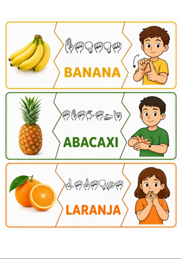 Exemplo do jogo Encaixa Frutas em Libras